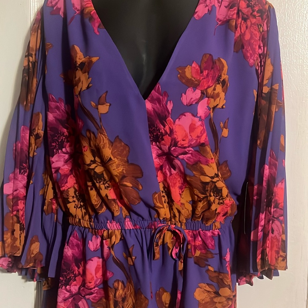 V-Neck Top with Pleated Sleeves